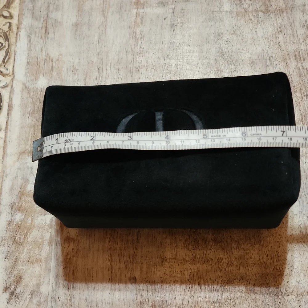 Dior Soft Black Cosmetic Pouch With Gold Accents